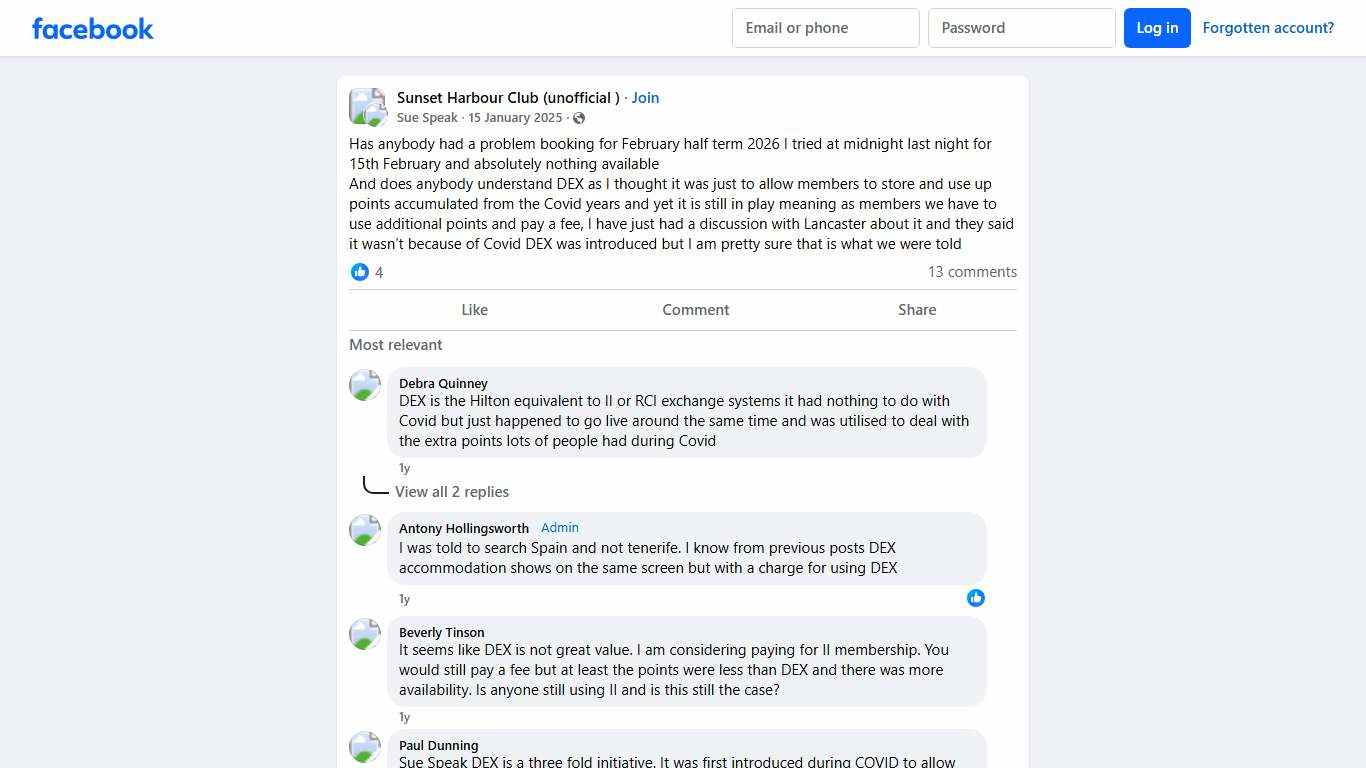 Sunset Harbour Club (unofficial ) Has anybody had a problem booking for February half term 2026 I tried at midnight last night for 15th February and absolutely nothing available Facebook